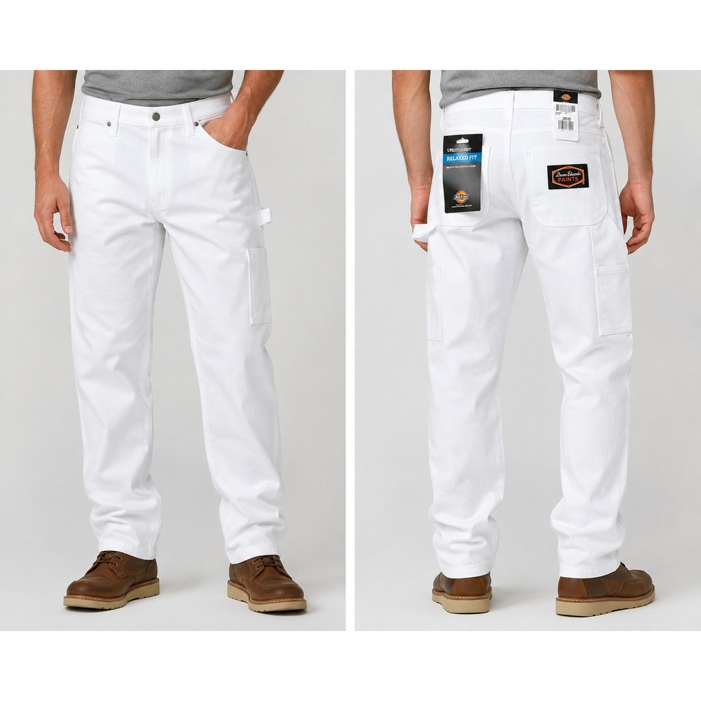 Dickies Relaxed Fit Utility Pants White Dunn-Edwards Paints 38x30 NWT